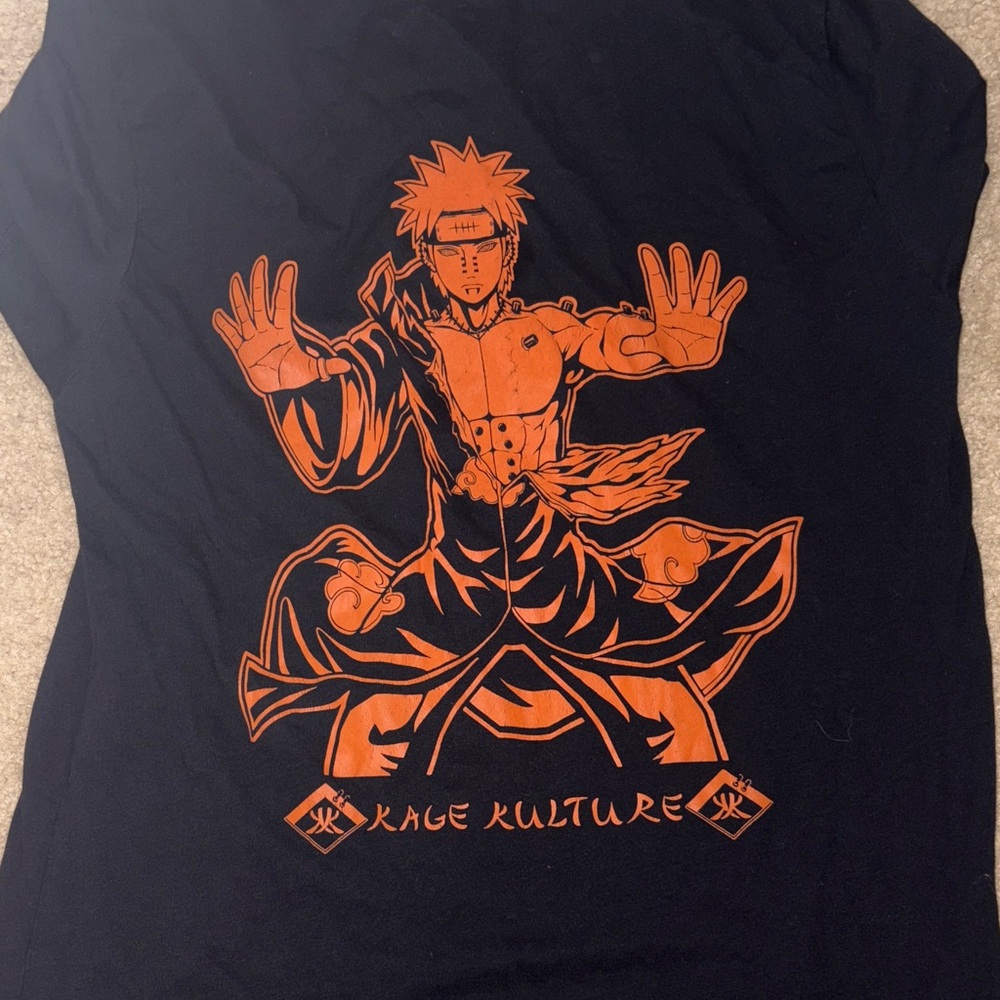 Kage Kulture Black and Orange Graphic Tee-Pain tee